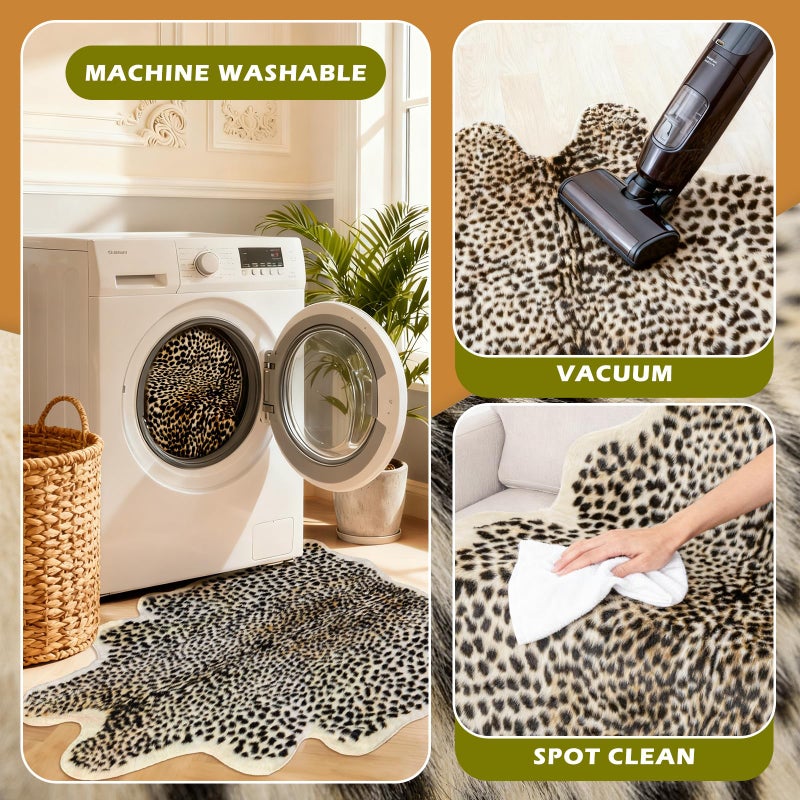 Seek4comfortable Leopard Print Rug, Cheetah Rugs 5.2x6.8ft Large Faux Cowhide Hide Skin Rug Animal Cheetah Printed Area Rug Carpet for Bedroom Livingroom Home Office - Image 5